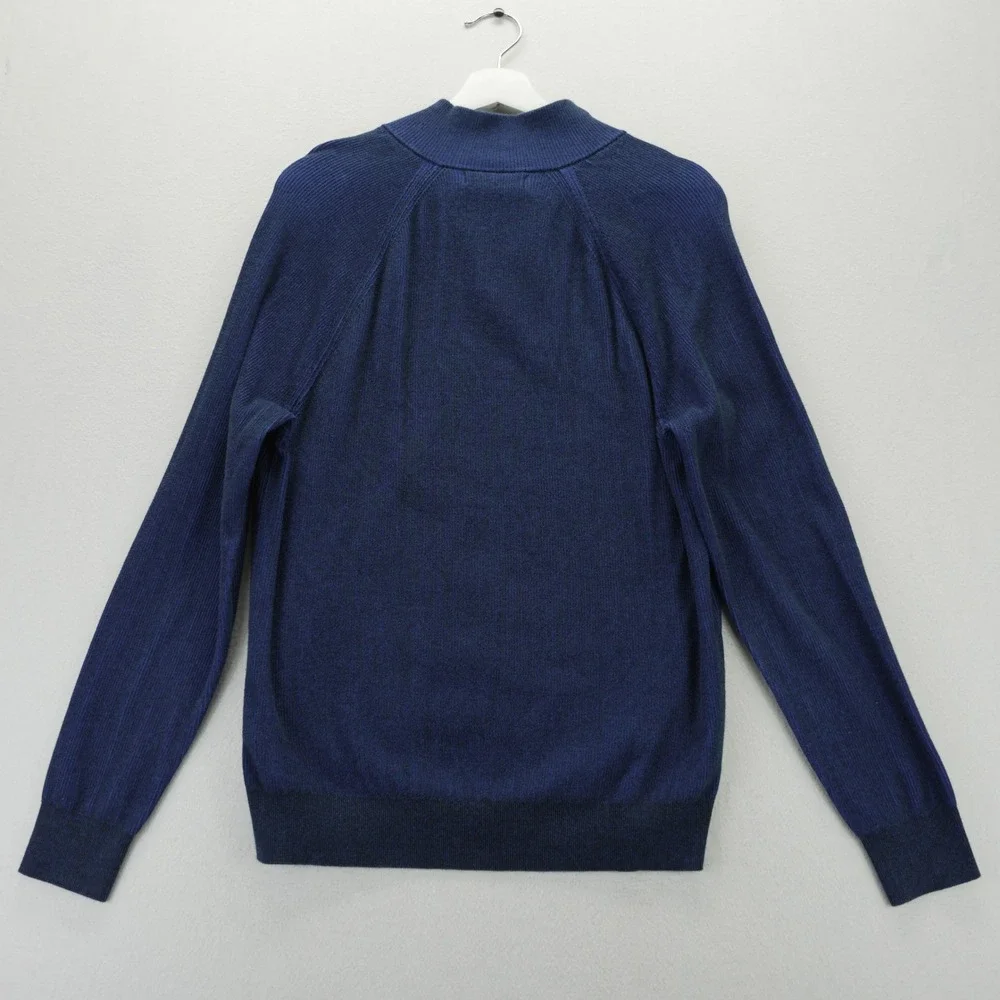 Banana Republic Mens Navy Blue 100% Supima Cotton Quarter Zip Sweater Medium